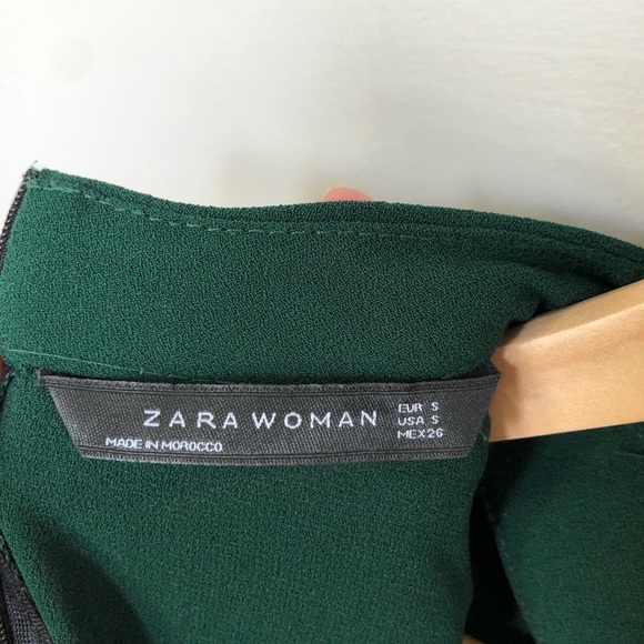 Zara Emerald Green Choker V-Neck Plunge Shift Dress - Picture 10 of 11